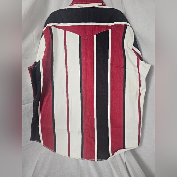 VINTAGE Mens Wrangler BRUSHPOPPER PEARLSNAP BLACK RED WHITE SIZE XXL - Picture 8 of 10